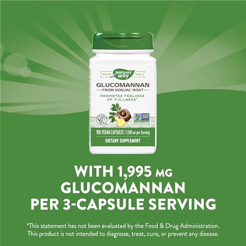 Nature's Way Glucomannan Supplement - Promotes Fullness, Vegan, Gluten-Free - 100 Capsules
