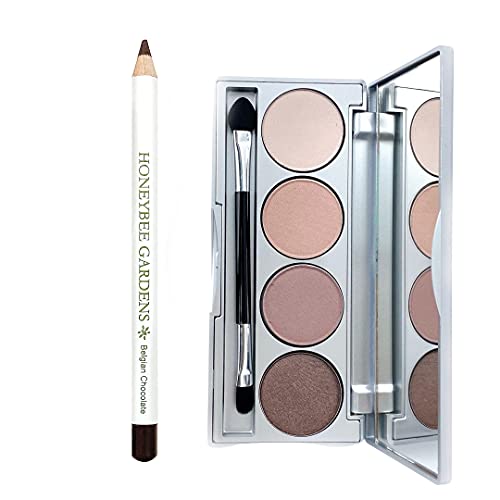 Honeybee Gardens Eye Shadow Palette & Belgian Chocolate Liner - Vegan, Gluten Free - Refillable