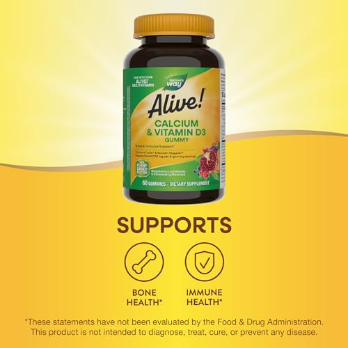 Nature's Way Alive! Calcium & Vitamin D3 Gummies - Bone & Immune Support, Vegan, 60 Count