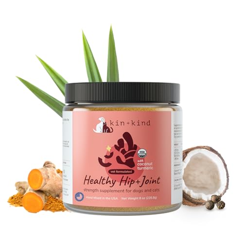 kin+kind Hip+Joint Supplement for Dogs & Cats - Organic Turmeric & Black Pepper - 8oz