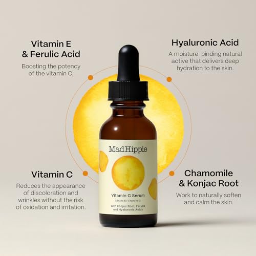 Mad Hippie Face Serum - Brightening with Vitamin C, Hyaluronic Acid & Antioxidants - 1.02 Fl Oz