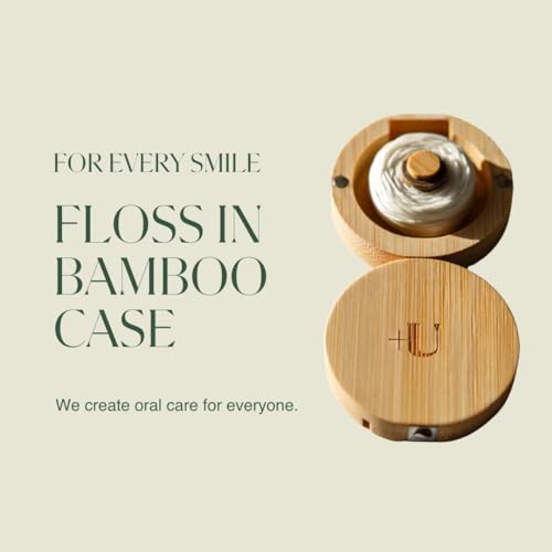 New Plus Ultra Dental Floss - Mint Flavor, 100% Recycled Nylon, Refillable Bamboo Case - 32 Yards