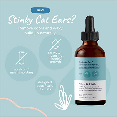 kin+kind Cat Ear Cleaner - Eliminates Wax & Odor with Natural Ingredients - 4oz