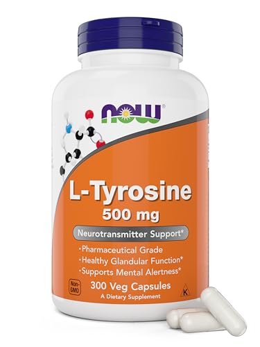 Now Foods L-Tyrosine 500mg - Supports Mental Alertness, Non-GMO, 300 Capsules