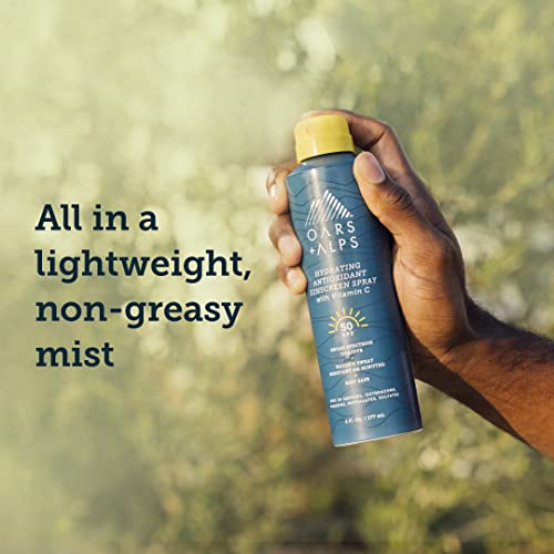 Oars + Alps Hydrating SPF 50 Sunscreen Spray - Nourishing Vitamin C, Water-Resistant - 6 Oz