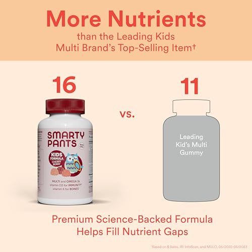 SmartyPants Kids Multivitamin Gummies - Immune Support with Omega-3, 16 Nutrients, 120 Count