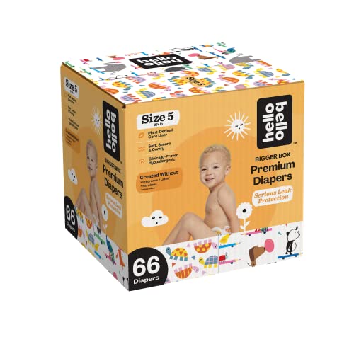 Hello Bello Diapers - Hypoallergenic, Soft Feel, Fun Umbrella & Koala Designs - Size 5, 66 Count