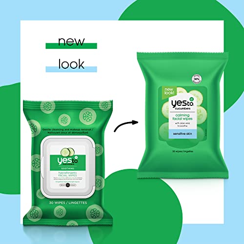 Yes To Facial Cleansing Wipes - Soothing Cucumber & Aloe, Natural Ingredients - 2 Pack