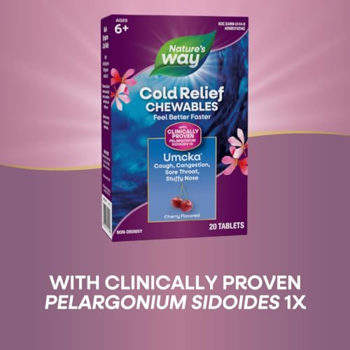 Nature's Way Cold Relief - Reduces Symptoms, Homeopathic Cherry Tablets, 20 Count