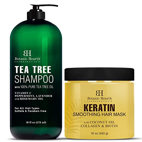 Botanic Hearth Hair Care Bundle - Keratin Mask & Tea Tree Shampoo for Nourished Scalp - 16oz