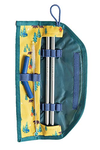 United By Blue Reusable Straw Set - Stainless Steel Straws, Cleaning Brush, Water-Resistant Case