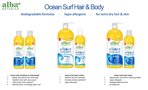 Alba Botanica Shampoo - Repairs Split Ends, Plant-Based Marine Botanicals - Ocean Surf, 12oz