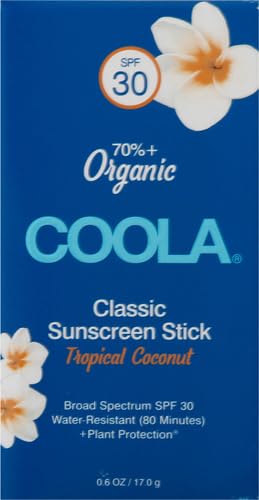 COOLA Organic Sunscreen Stick SPF 30 - Nourishing Coconut Protection, Vegan & Gluten Free - 0.15oz