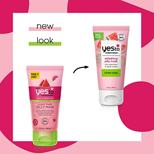 Yes To Watermelon Face Mask - Hydrating Gel with Antioxidants, 95% Natural - 3 Fl Oz