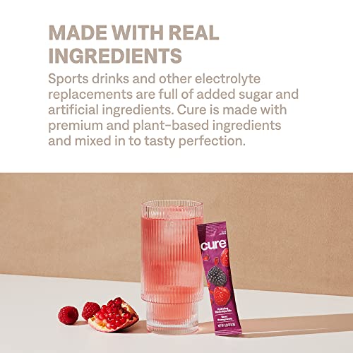 Cure Hydration Plant-Based Electrolyte Drink Mix - Rapid Rehydration, Non-GMO, Vegan - 14 Packets
