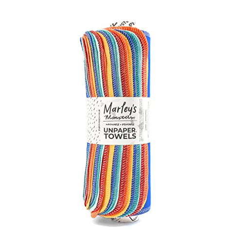 Marley's Monsters UNpaper Towels - Reusable, Absorbent Cotton, Tree-Free - 24 Count Roll