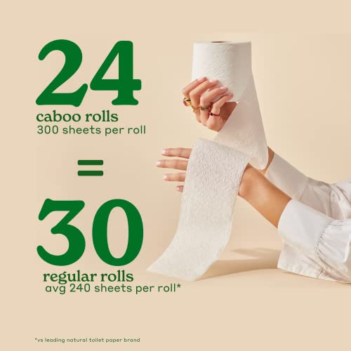 Caboo Tree Free Toilet Paper - Septic Safe, Non-Toxic, Hypoallergenic - 24 Double Rolls