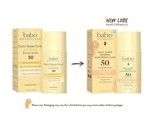 Babo Botanicals Daily Sheer Mineral Sunscreen SPF50 - Hydrating, Fragrance-Free, Zinc-Based - 3oz