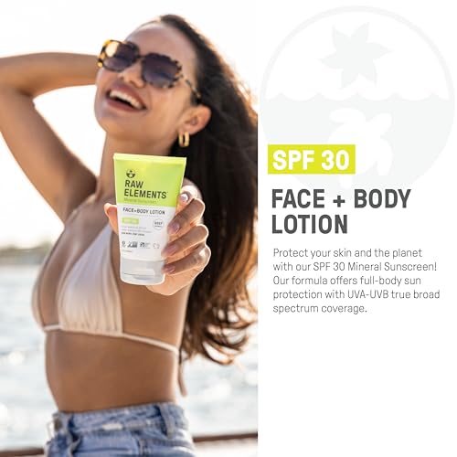 Raw Elements Mineral Sunscreen SPF 30 - Broad-Spectrum Protection, Non-Toxic, Water Resistant - 3oz