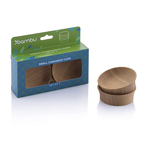 Bambu Reusable Bamboo Condiment Cups - Non-Toxic, Stylish, Durable - Pack of 4