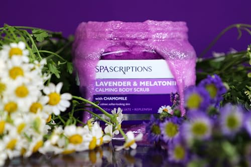 Spascriptions Lavender & Melatonin Body Scrub - Hydrating Exfoliation, Cruelty-Free - 21oz