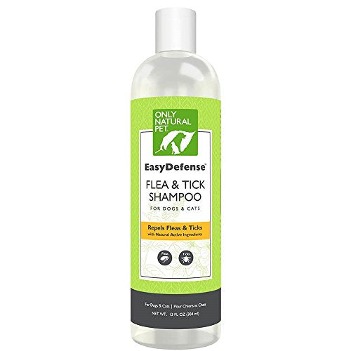 Only Natural Pet Flea & Tick Shampoo - Natural Geraniol & Peppermint Oil for Dogs & Cats - 13oz