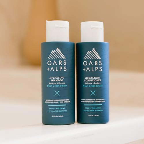 Oars + Alps Men's Shampoo & Conditioner Set - Hydrating, Nourishing Kelp & Algae - 3.4oz Each