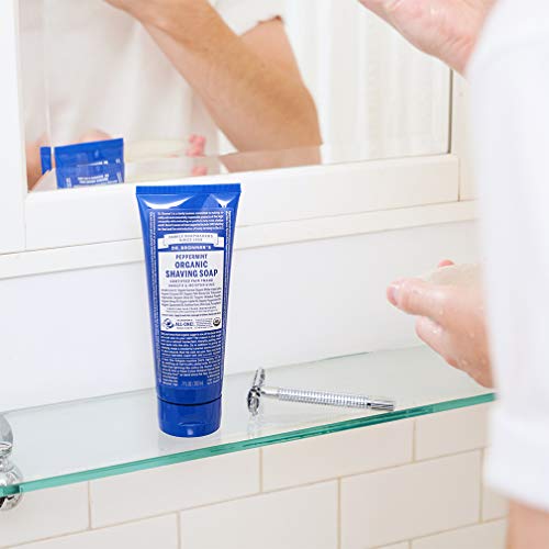 Dr. Bronner's Organic Shaving Soap - Moisturizes, Cleanses & Soothes, Peppermint - 7oz