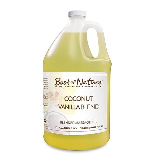 Coconut Vanilla Aromatherapy Massage & Body Oil - Deep Hydration, Handmade in USA - 1 Gallon