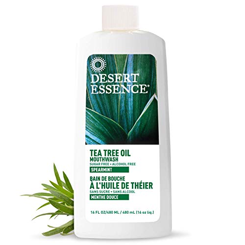 Desert Essence Tea Tree Oil Mouthwash - Freshens Breath, Antimicrobial Properties - 16 Fl Oz