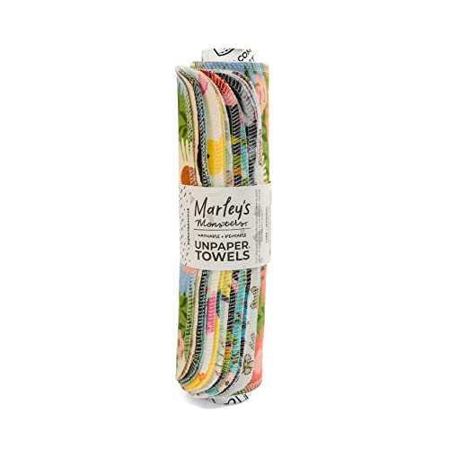 Marley's Monsters UNpaper Towels - Reusable Cotton, Superior Absorbency, 12 Count Roll