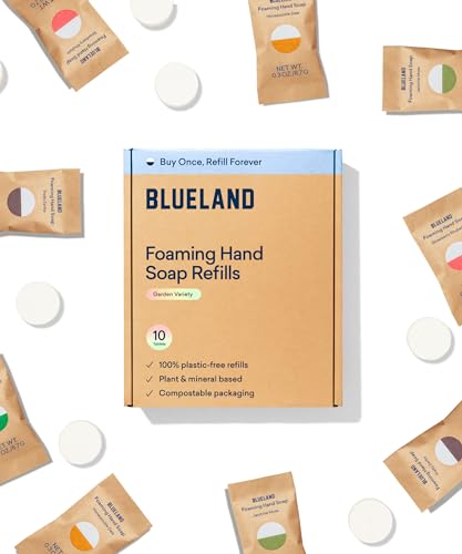 BLUELAND Foaming Hand Soap Tablets - Plant-Based, Hypoallergenic, 10 Pack Garden Scents - 90 Fl oz