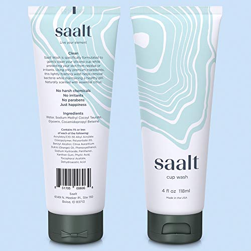Saalt Menstrual Cup Wash - Premium Silicone Care, Citrus Scented, 4 oz - Made in USA