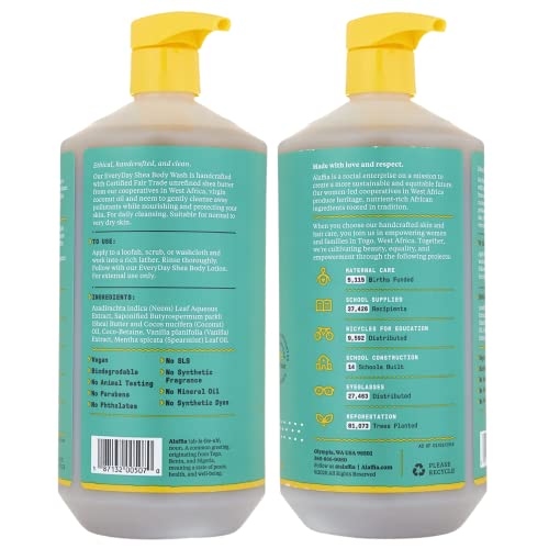 Alaffia EveryDay Shea Body Wash - Moisturizing Cleanser with Shea Butter, Vanilla Mint - 32 Fl Oz