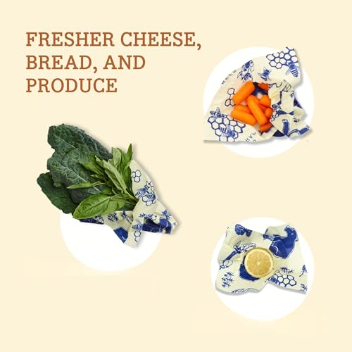 Bee's Wrap Reusable Food Wraps Bundle - Natural, Versatile, Organic Cotton, Assorted Sizes
