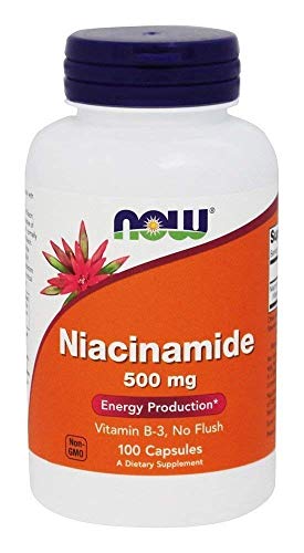 Now Foods Niacinamide 500mg - Supports Energy, DNA Stability, 100 Capsules for Performance