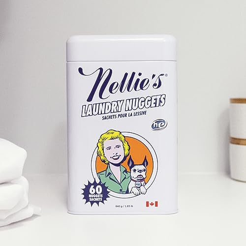 Nellie's Laundry Nuggets - Powerful Plant-Based Detergent Pods, 60 Loads - No Residue