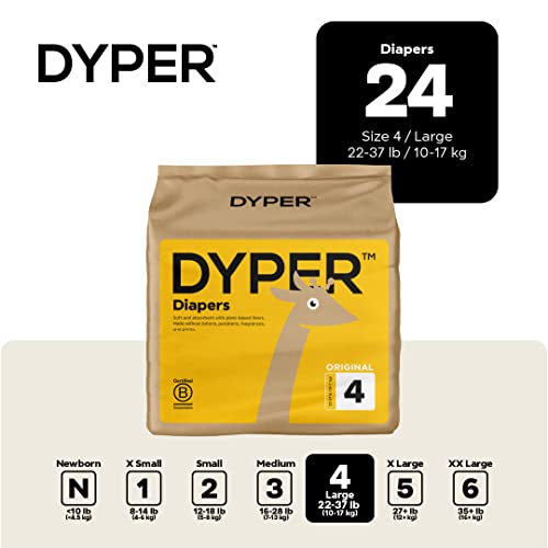 DYPER Size 4 Bamboo Baby Diapers & Wipes Bundle - Soft, Hypoallergenic, Safe - 24 Diapers, 720 Wipes