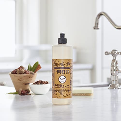 Mrs Meyer's Dish Soap - Cuts Grease, Biodegradable, Cruelty-Free, Acorn Spice - 16 Fl Oz