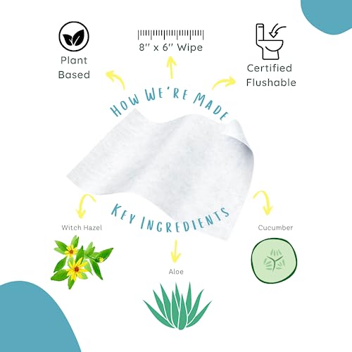 Stall Mates Adult Hygienic Wipes - Soothing Witch Hazel, Flushable & Hypoallergenic - 30 Singles