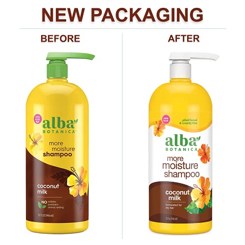 Alba Botanica Shampoo - Hydrating Coconut Milk Formula, 100% Vegetarian - 32 oz