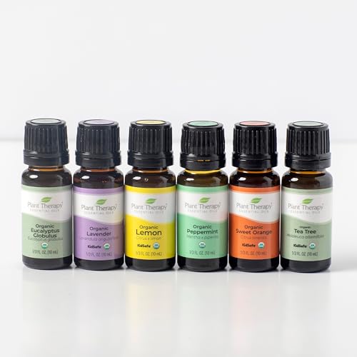 Plant Therapy Top 6 Organic Essential Oils Set - Therapeutic Blends for Wellness - 10 mL Each