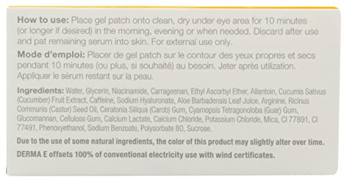 Derma E Eye Wrinkle Pad - Brightens & Moisturizes, Targets Puffiness - 3oz Hydro Gel Patches