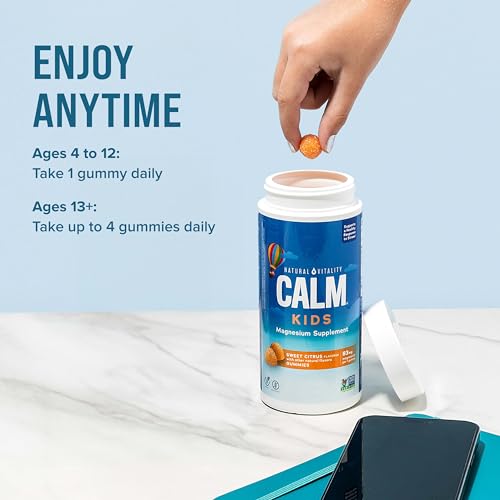 Natural Vitality Calm Magnesium Citrate Gummies - Stress Relief, Vegan, Sweet Citrus - 120 Count