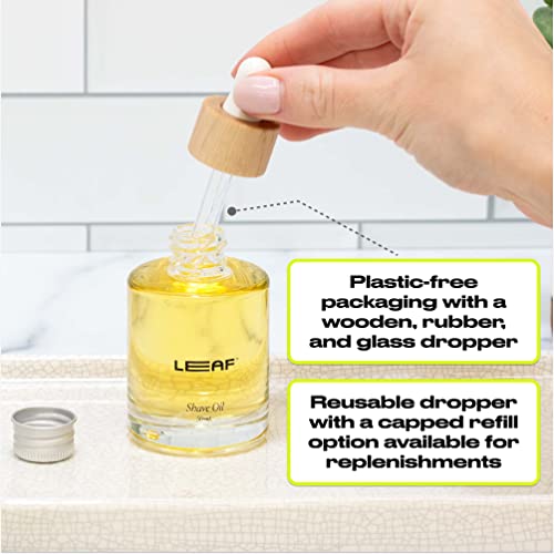 Leaf Shave Shaving Oil - Moisturizes, Reduces Irritation, Vegan & Plastic-Free Dropper - 1.7 fl oz