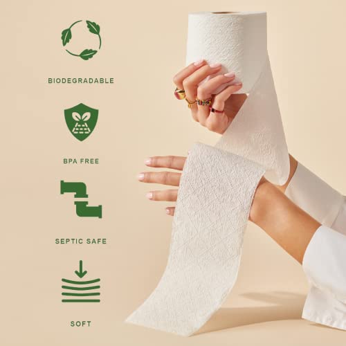 Caboo Tree Free Toilet Paper - Septic Safe, Non-Toxic, Hypoallergenic - 24 Double Rolls
