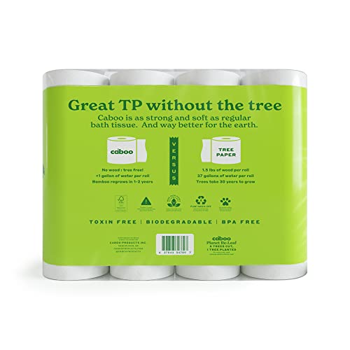 Caboo Tree Free Toilet Paper - Septic Safe, Non-Toxic, Hypoallergenic - 24 Double Rolls