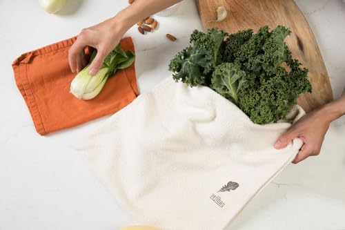 VEJIBAG Extra Large Produce Bag - Organic Cotton for Fresh Vegetables, Biodegradable - 14x17