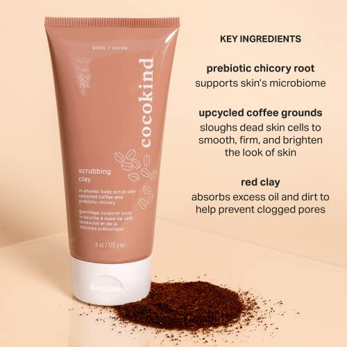 Cocokind Body Scrub - Exfoliating Coffee & Clay, Prebiotic Support, 8oz
