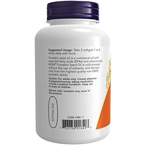 Now Pumpkin Seed Oil 1000 mg - Supports Prostate Health, Non-GMO - 100 Softgels
